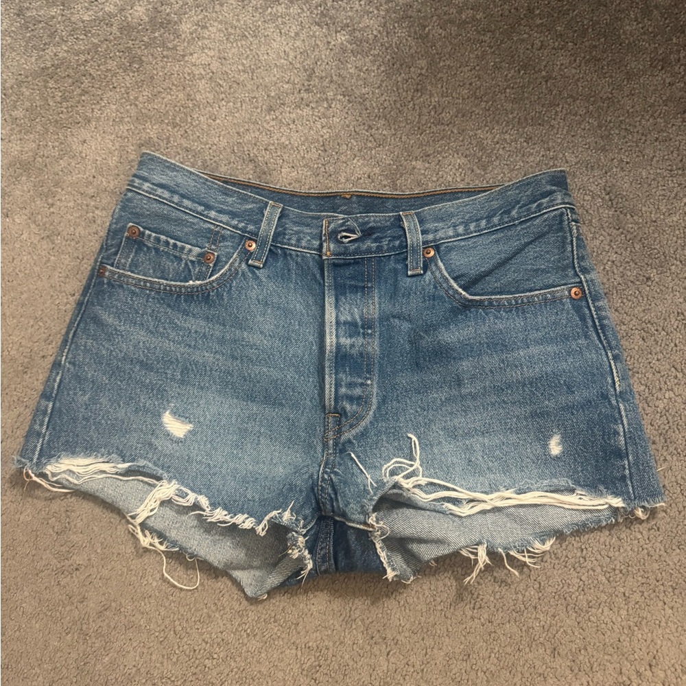 Levi 501s Distressed Blue Denim Cutoff Shorts